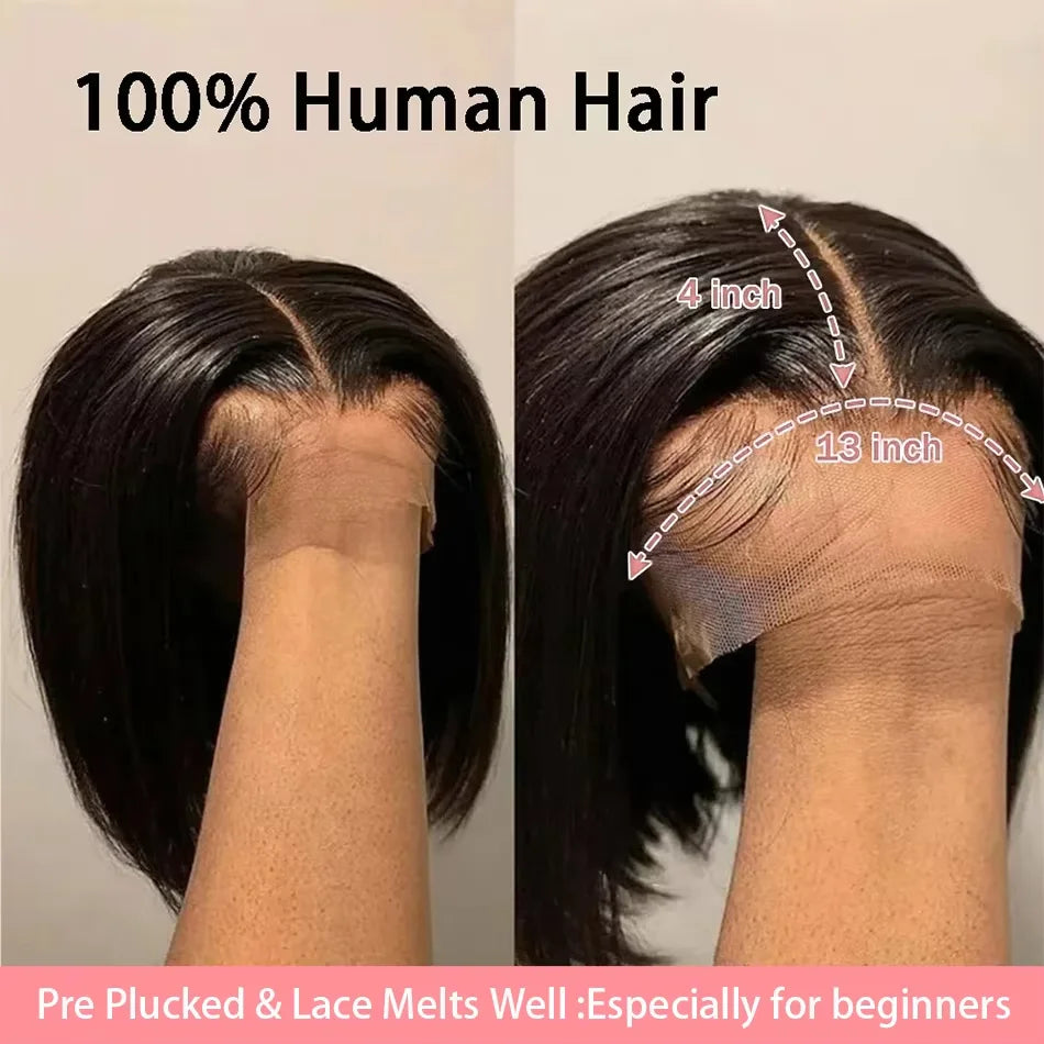 13x4 Straight Short Bob Lace Front Wig | 100% Remy Human Hair | Women
