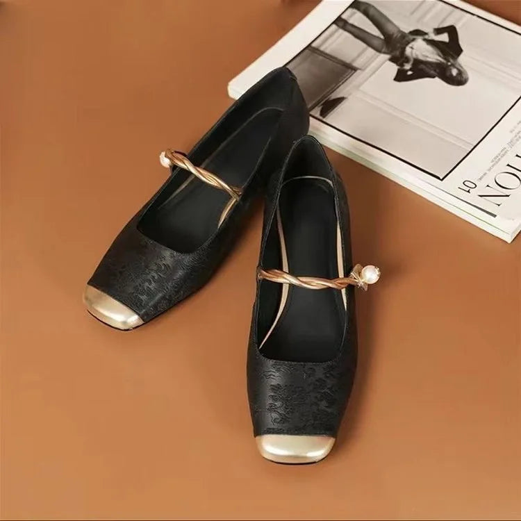 2026 Hot Sale Women's Versatile French Style Shallow Mouth Single Shoes Casual Lightweight Mary Jane Shoes