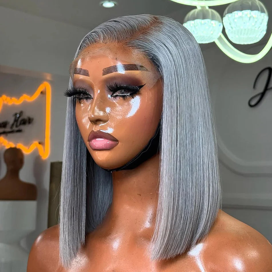 Silver Grey Bob Wig | 13×4 HD Lace Front Human Hair Wig