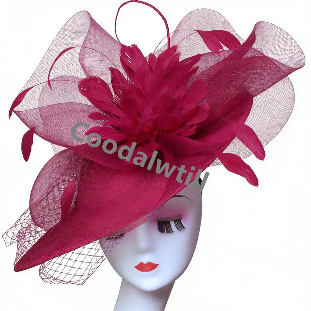 Voiles pour femmes Chapeau bibi à plumes Chapeau fascinateur pour femmes élégantes Église Derby Grande coiffe Chapeau de course pour femmes Chapeau de fête