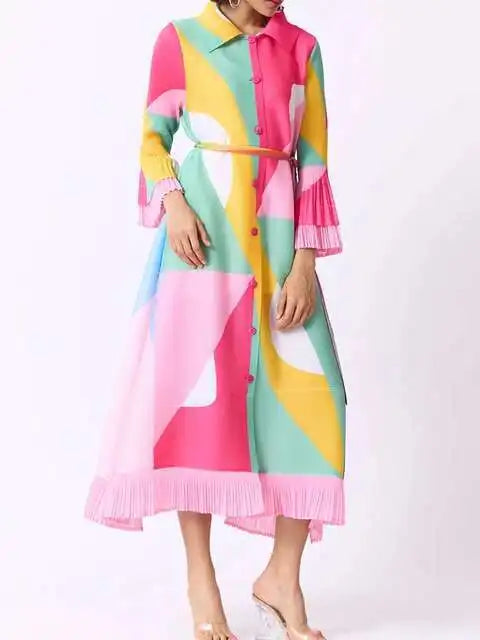 Women's Pleated A-Line Midi Dress