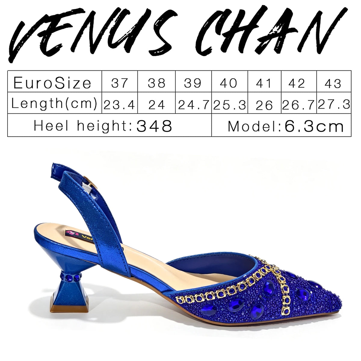 New Italian Design Blue Rhinestone High Heel Shoes & Bag Set Elegant Pointed-Toe For Women Wedding Party Evening Occasions