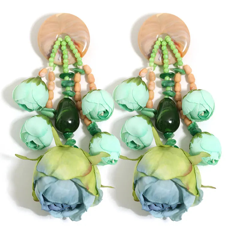 Bohemian Statement Style Rosebud Earrings For Women Trendy Luxury Vintage