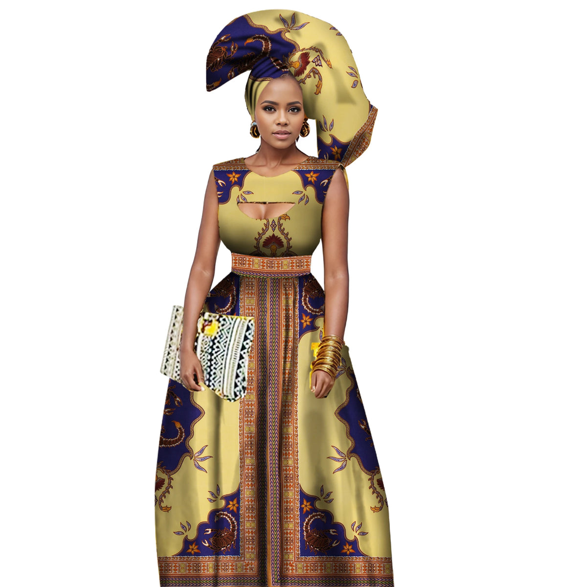Women's African Print Wax Dashiki Maxi Dress