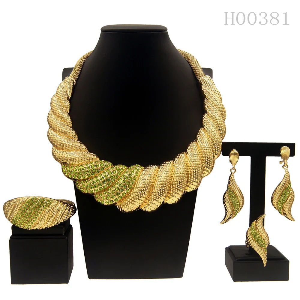 Dubai Gold Plated Jewelry Sets For Women Surround Big Necklace Plate 24K