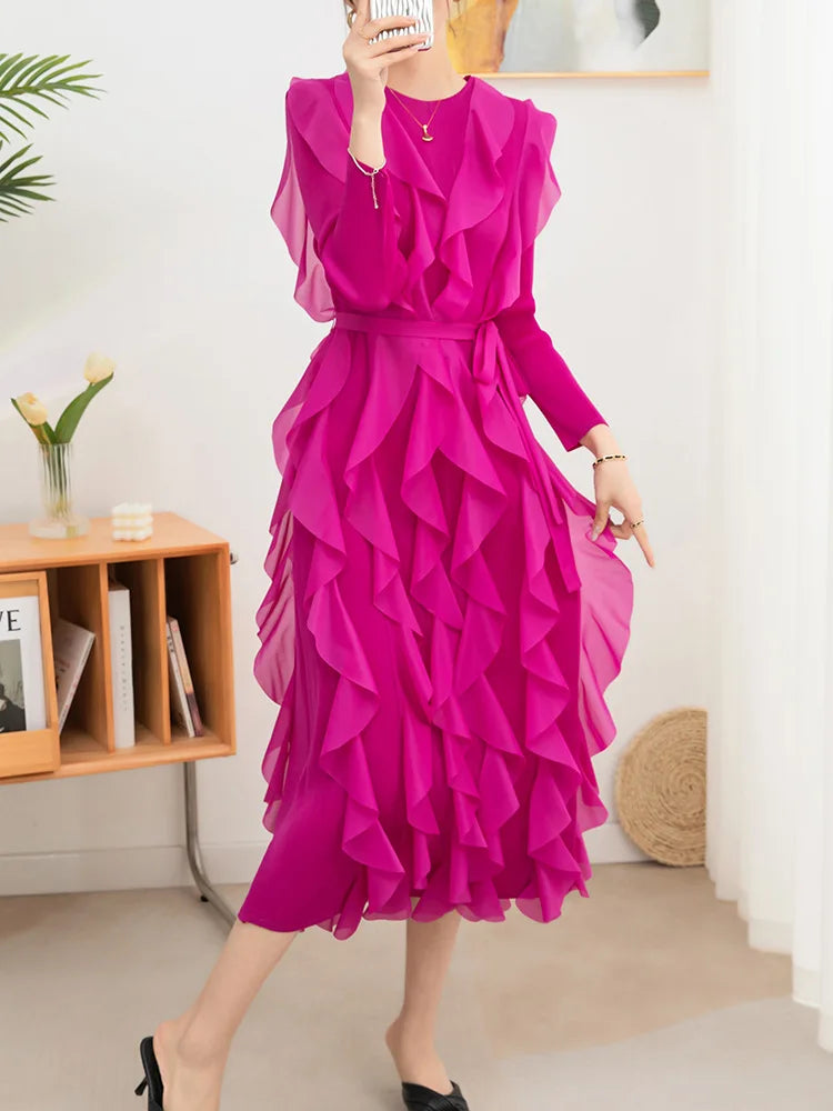 Women's Pleated A-Line Midi Dress