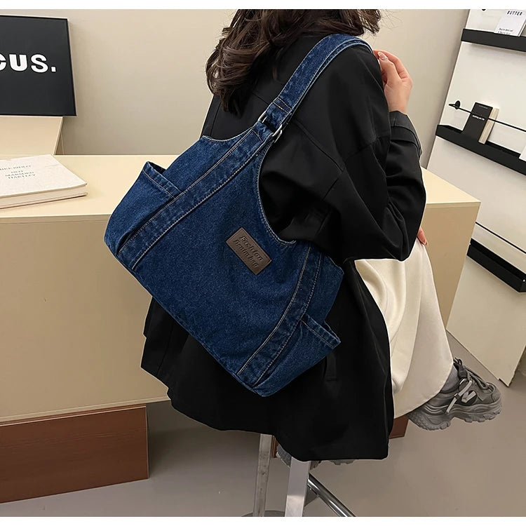 Fashion Luxury Women's Shoulder Bag Denim Fabric High Quality Women's Handbags Large Capacity Multi Functional Women‘s Tote Bag