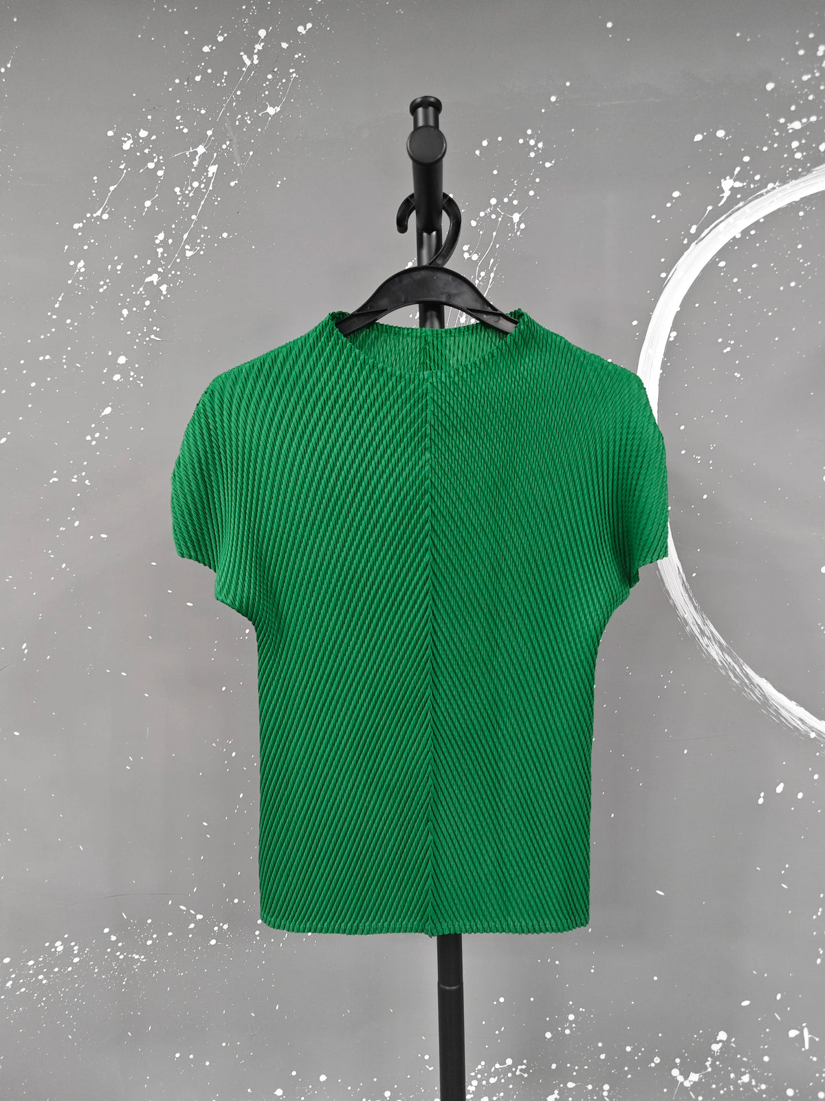 LANMREM Stand Collar Dragon Scale Pleated T-shirt High-end Versatile Slimming Short Sleeved Women's Summer Pullover Tops 2DB3044