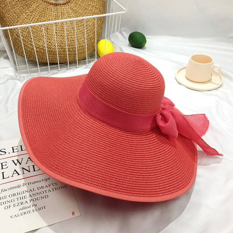 Women's Wide Brim Straw Sun Hat | Foldable Beach & Travel Hat
