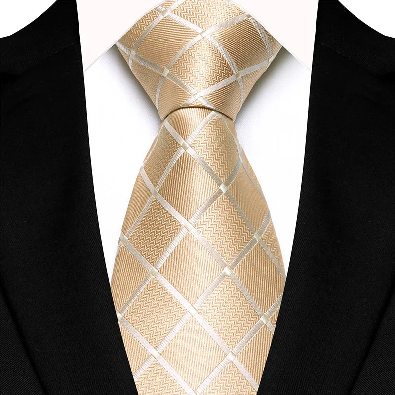 8cm Width Yellow Color Neck Ties For Men Paisley Dots Handmade