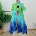 Women's Miyake Pleated Gradient Cardigan Cape Jacket | Loose Mid-Length Autumn Coat 2025 | AvantBah