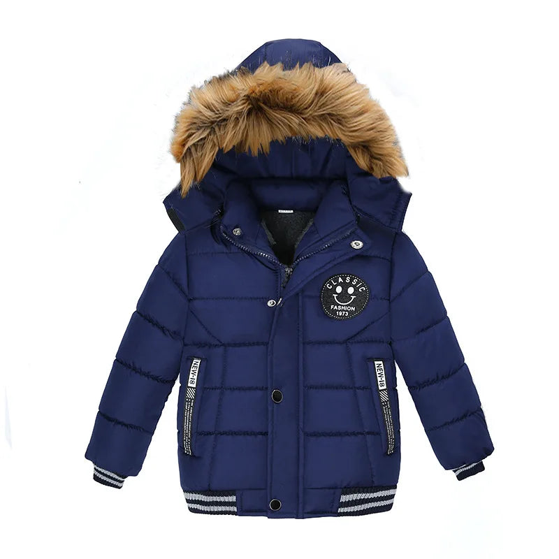 2025 Winter Children Warm Clothing Boys Down Jacket Baby Polyester Fiber Hooded