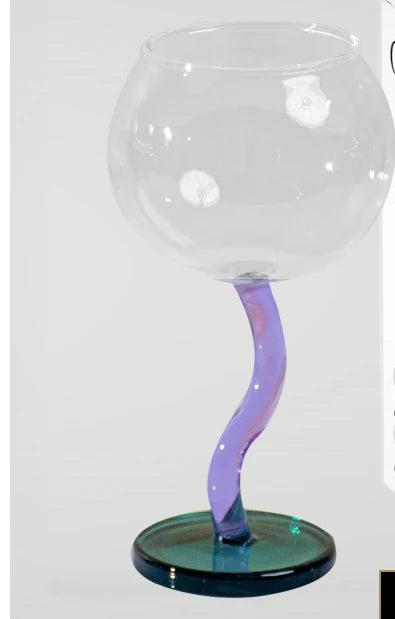 Multicoloured Twisted Glass Goblet | Champagne Cocktail Wine Cup Barwa…