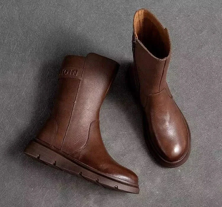 Mid Calf Shoes Woman New In Elegant With Low Heels Half High Boots for Women Large Size Warm Designer Luxury Quality Cosplay Pu