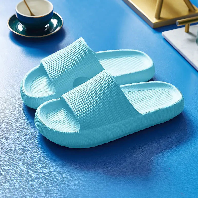 EVA Thick Sole 4cm Bathroom Slippers Cloud-Like Comfort Home Use Couple Height Increasing Indoor Solid Color Summer Sandals
