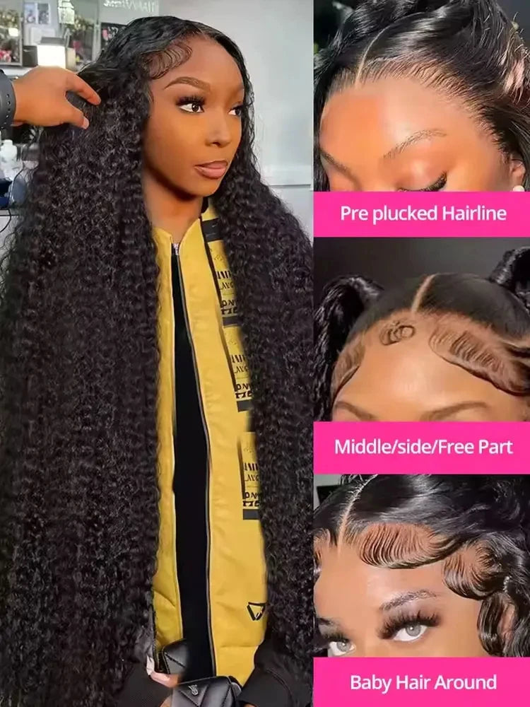 Perruques de cheveux humains brésiliens bouclés à l'eau pré-épilées Hd 250 % Loose Deep Wave 30 38 40 pouces 13x6 HD Lace Frontal
