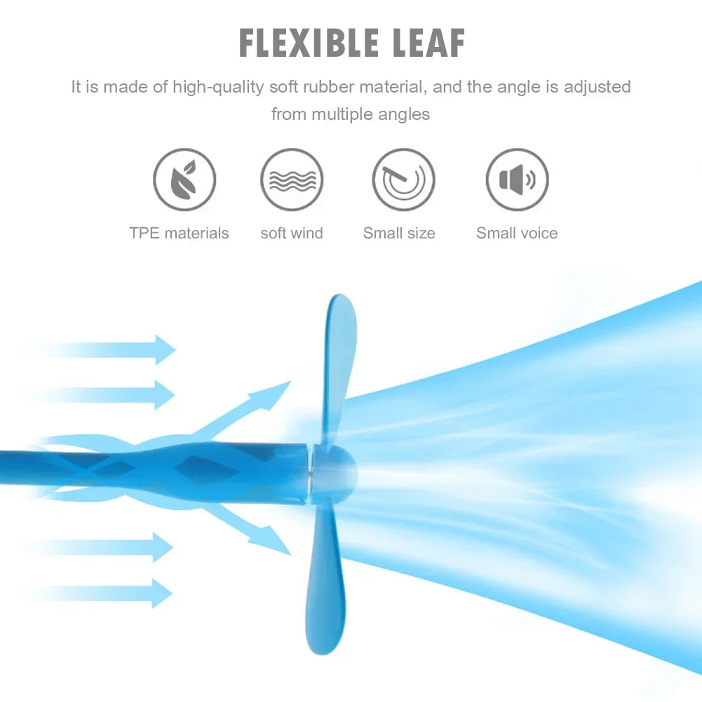 USB Small Fan Flexible Bendable Fan For Power Bank Laptop PC AC Charger Portable Hand Cool Mini Fan For Computer Summer Gadget