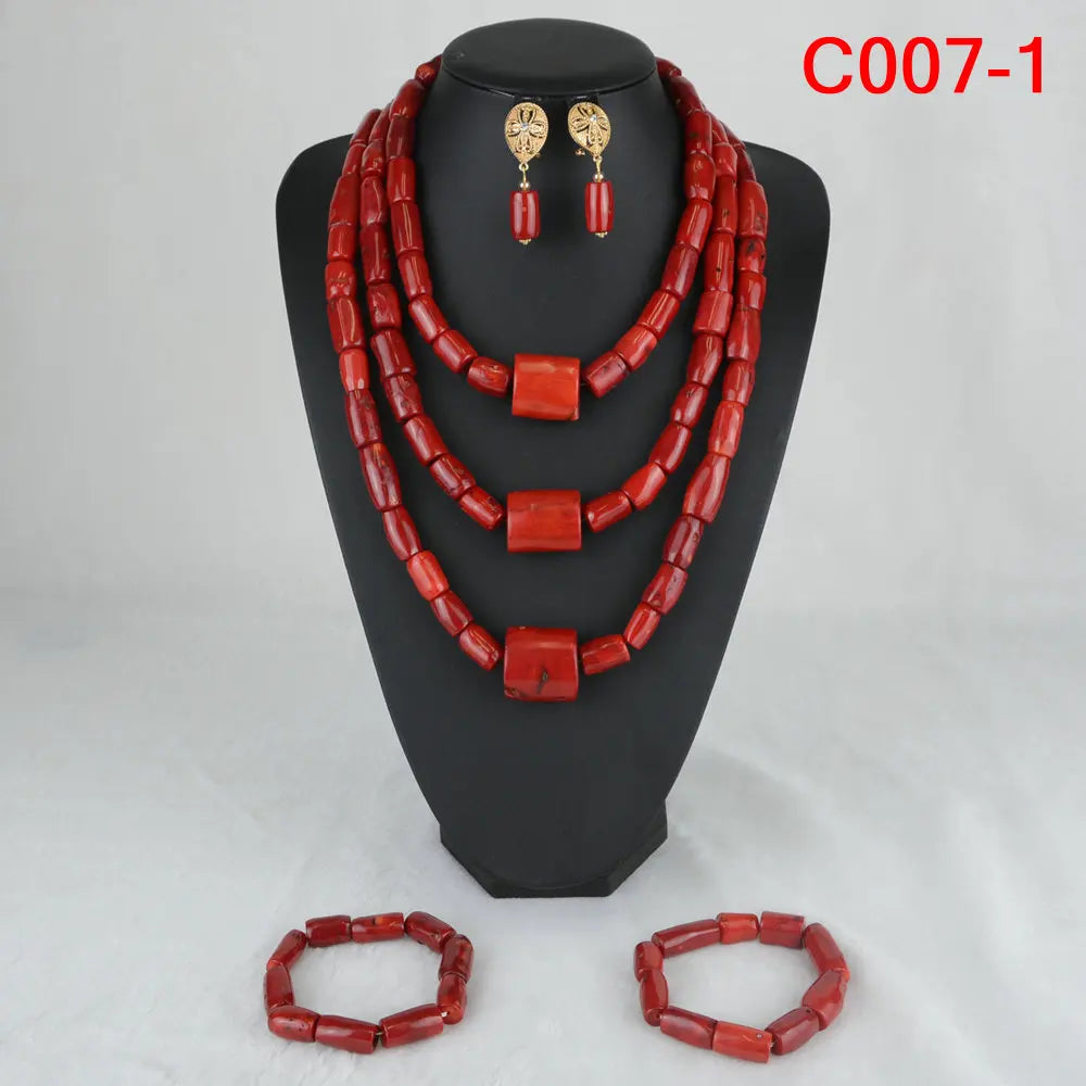 Fashion African Jewelry Set Nigerian Wedding Orange Coral Jewelry Set for Bride