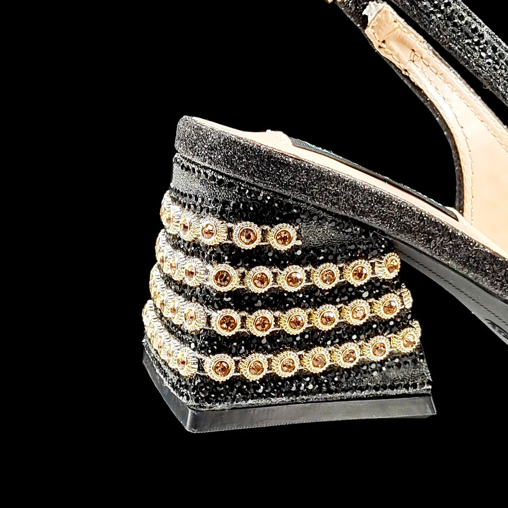 2026 New Arrival Italian-Inspired Champange Rhinestone Pointed Toe Women’s High Heels with Matching Handbag Set Elegant Wedding