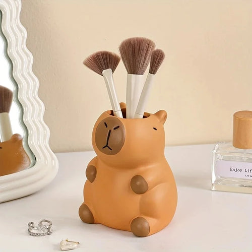 Cute Capybara Pen Holder & Makeup Brush Organiser – Desk Decor
