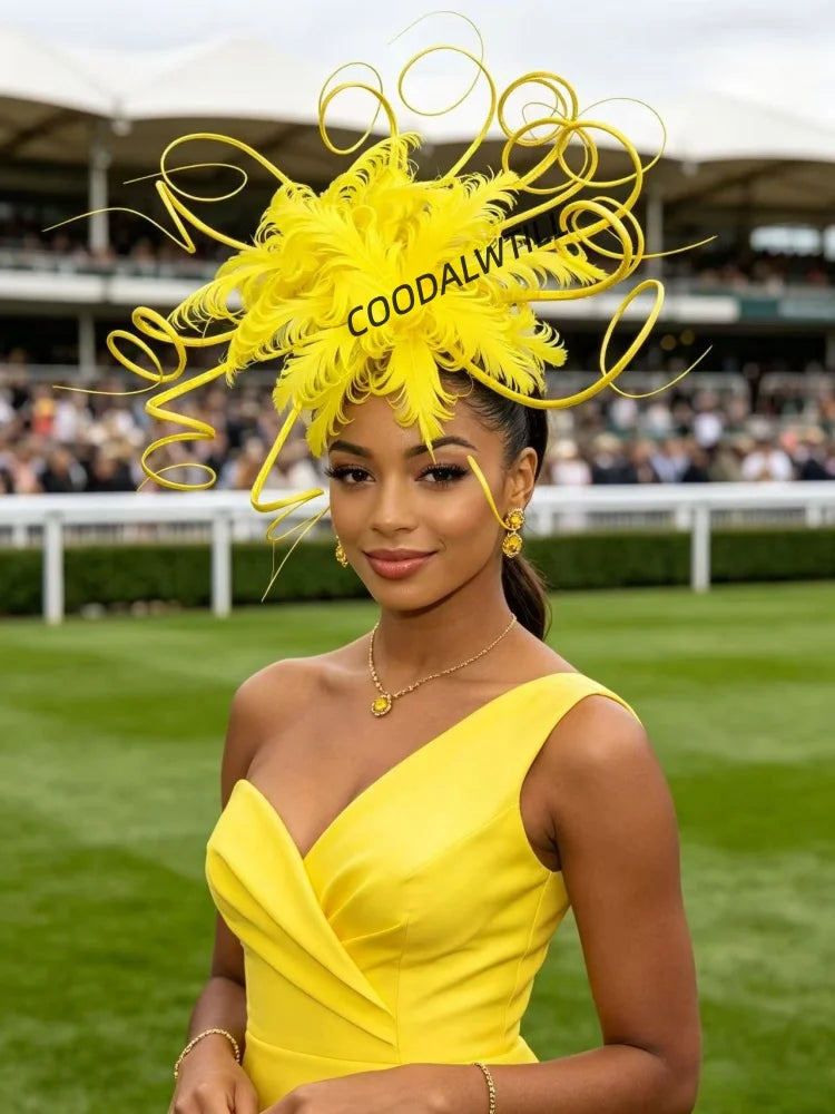 Elegant Fascinator Decorated With Soft Feather Women Race Day Headwear Formal Cocktail Party And Photoshoot Hair Accessories