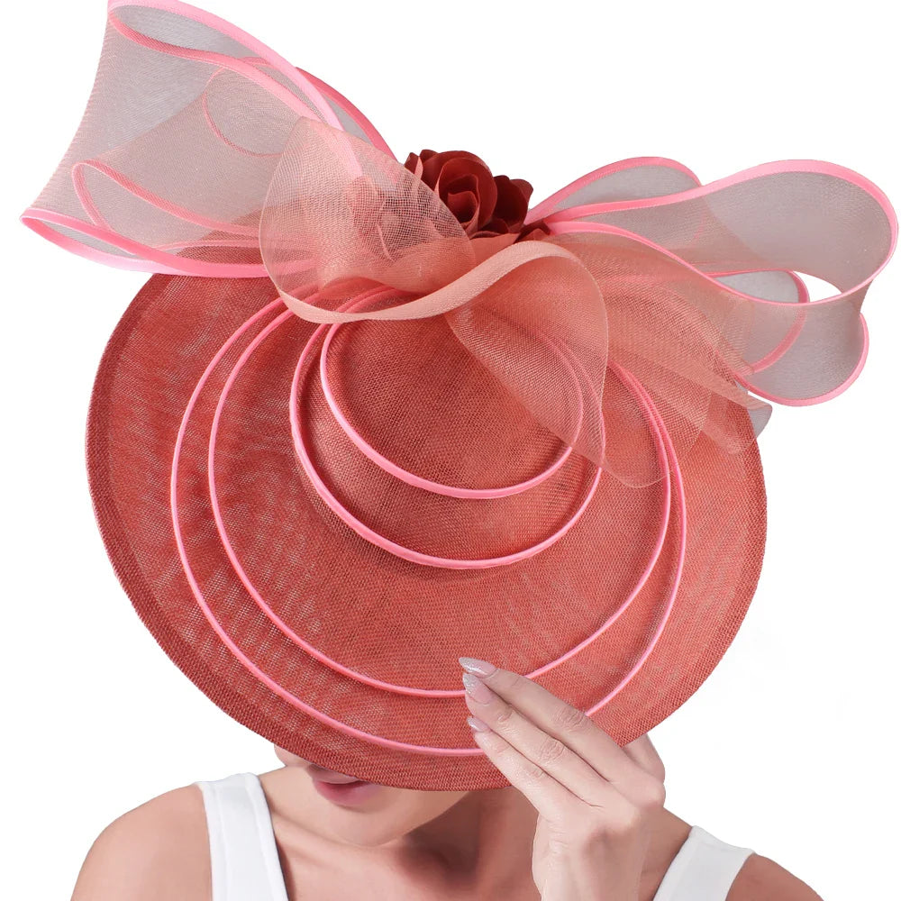 Elegant Wedding Big Size Fascinator Hat Women Flower Multimodal Hair Top Clips