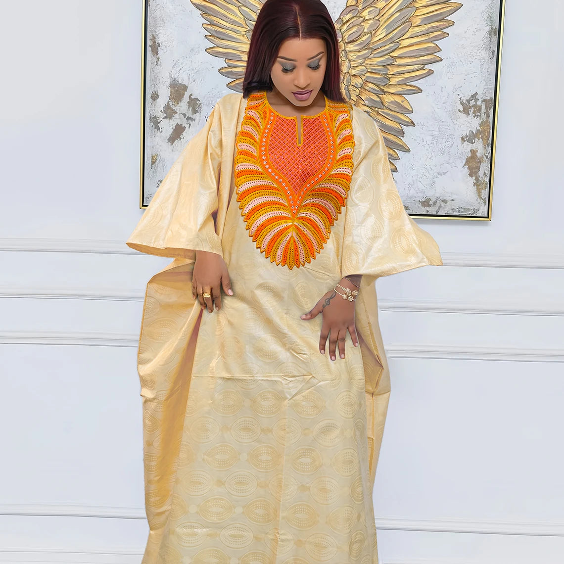 African Women's Bazin Riche Boubou Dress | Dashiki Wedding Gown Robe | 11 Colours