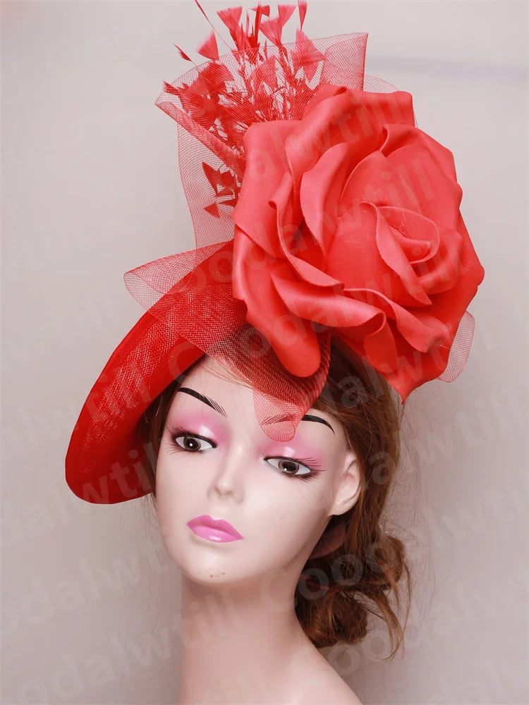 Big Flower Fascinator Headband | Formal Tea Party & Cocktail Church Hat