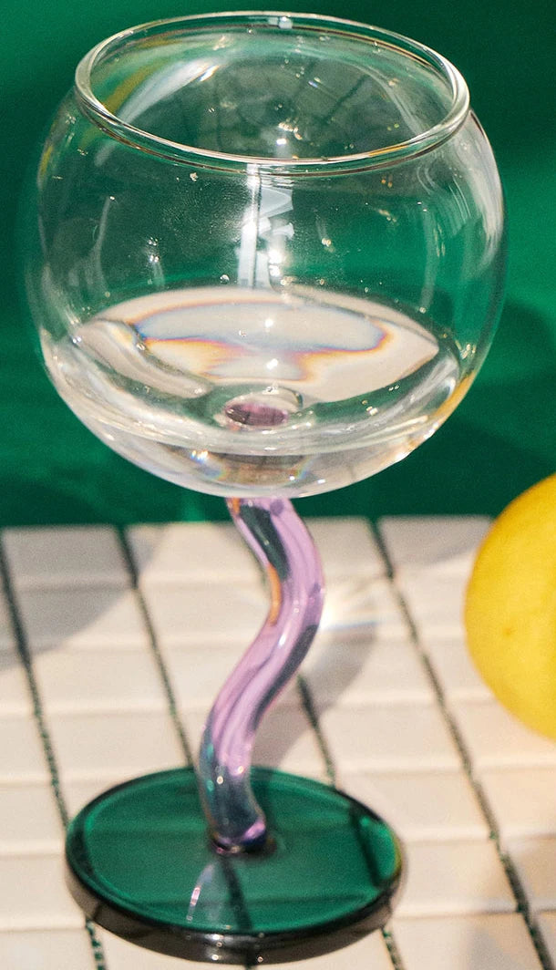 Multicoloured Twisted Glass Goblet | Champagne Cocktail Wine Cup Barwa…