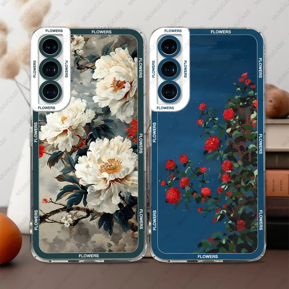 Phone Case For Samsung Galaxy A14 A21S A22 A24 A50 A31 A32 A33 A34 A51 A52 A53 A54 A71 A72 A73 Soft Cover Oil Painting Flowers