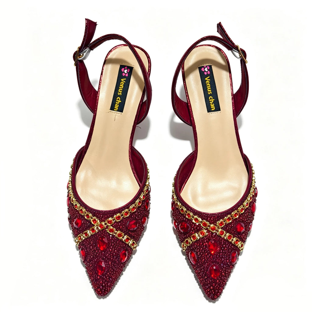 New Italian Design Blue Rhinestone High Heel Shoes & Bag Set Elegant Pointed-Toe For Women Wedding Party Evening Occasions