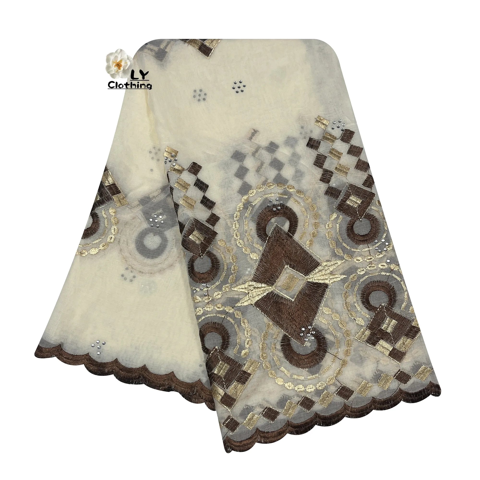 Embroidered Sequin Hijab Shawl - Premium Cotton Pashmina