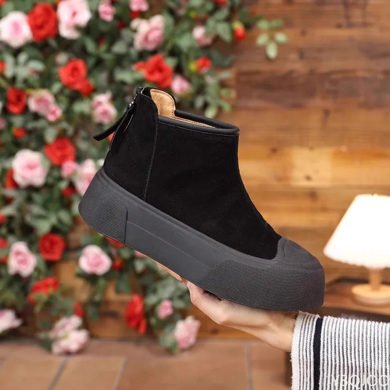 Women's Velvet-Lined Snow Boots – Slip-On | Warm Cotton Lining | Low Heel | Round Toe | EU 35–40 | Coffee, Black & Camel