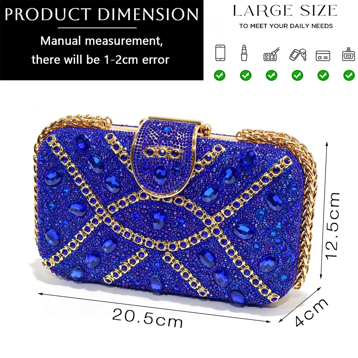 New Italian Design Blue Rhinestone High Heel Shoes & Bag Set Elegant Pointed-Toe For Women Wedding Party Evening Occasions