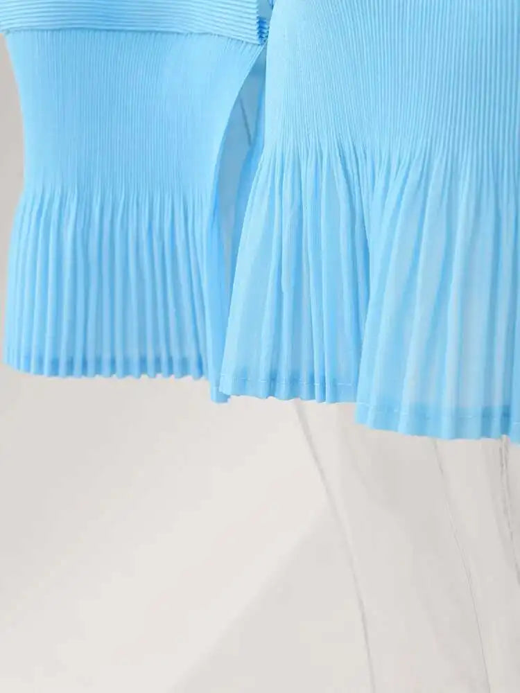 LANMREM Maxi Pleated Dress For Women Lapel Single Breasted Long Sleeves Color Block Tassel Hem Loose Chic Clothing Autumn 2R5928
