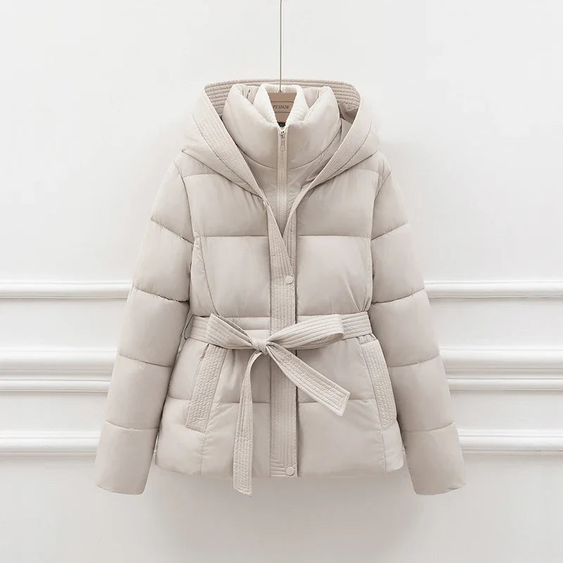 Women's Padded Cotton Thick Winter Coat with Hoodie