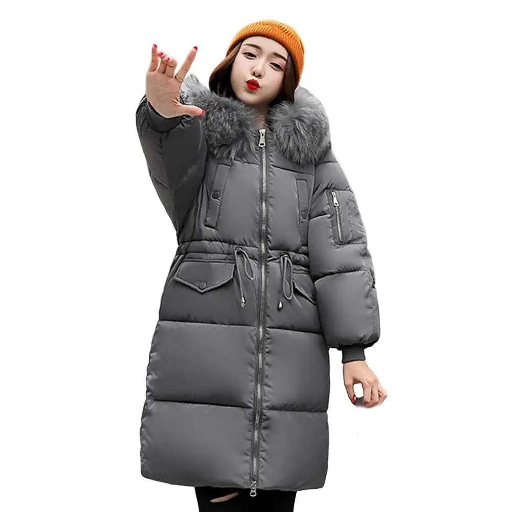 Women's Winter Down Faux Fur Thick Hooded Jacket