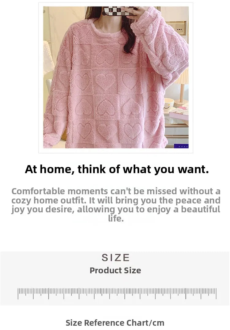 Plus Size Coral Fleece Pyjama Set | Thick Winter Sleepwear for Women | HotTrendyPicks
