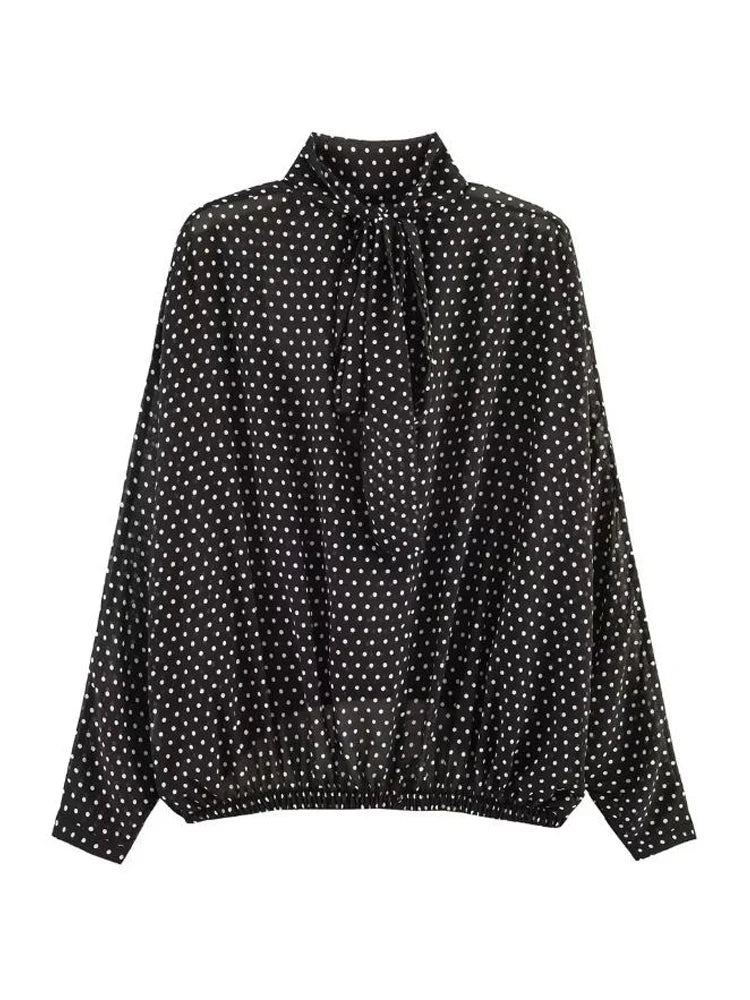 Polka Dot Two-Piece Set | High Collar Top & Ankle-Length Skirt