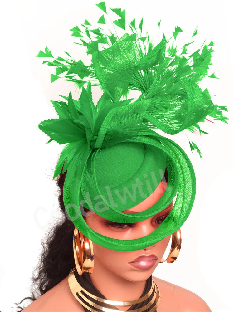 Elegant Women's Fascinator Kentucky Derbie Headwear Chapeau Cap With Feather Clips