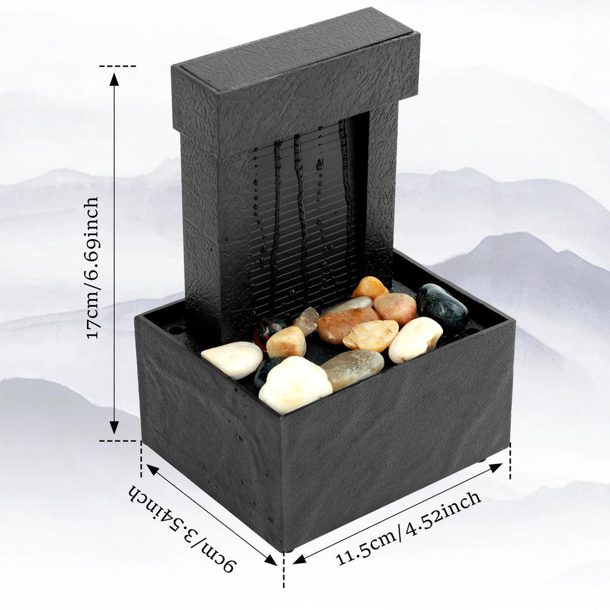 Tabletop Waterfall Fountain with Soft Lights – Desktop Relaxation Decor