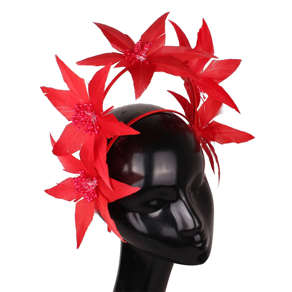 Women's Feather Fascinator Hat | Elegant Headband & Headdress for Weddings, Parties & Banquets
