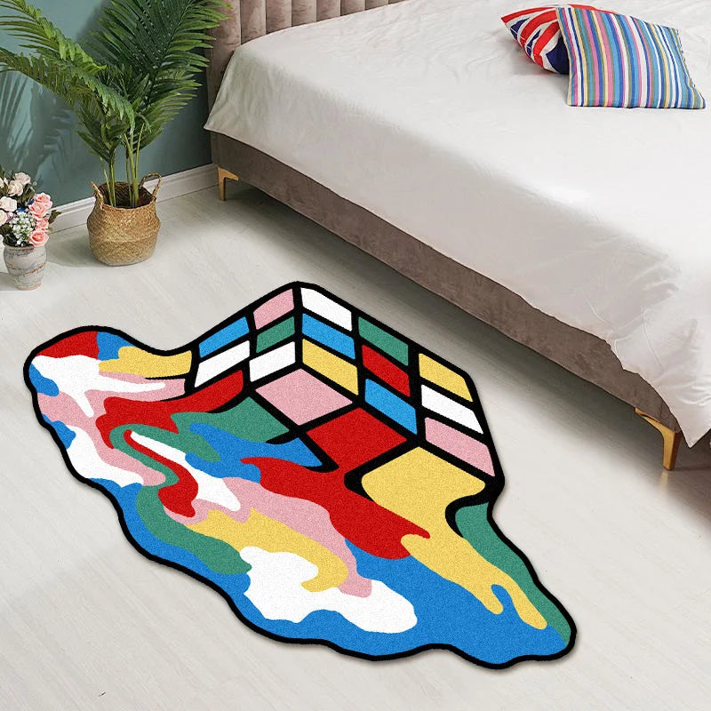 Magic Cube Tufting Rug | Soft 3D Bathroom Mat & Bedroom Doormat | HotTrendyPicks