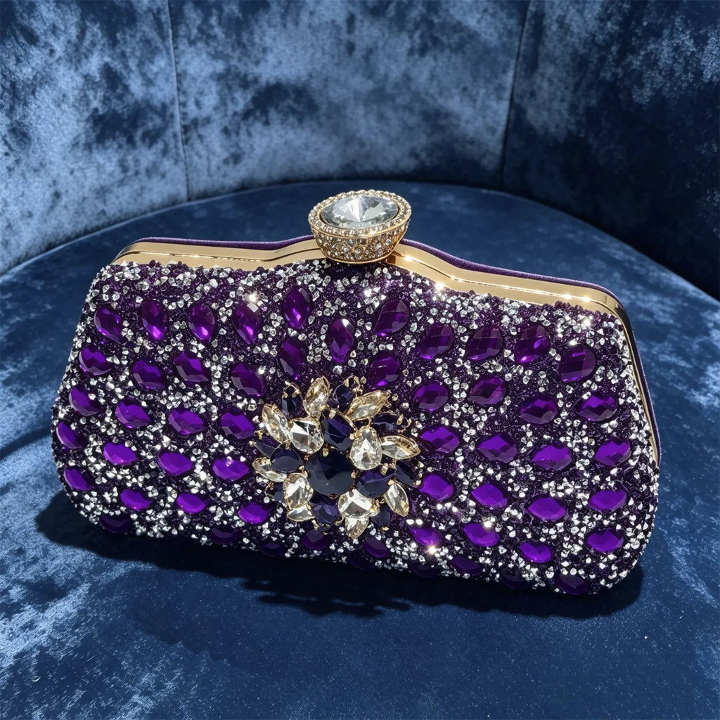 Sky Gold Elegant Nigerian Rhinestone Wedding Shoe and Bag Set Italian Inspired High Heels and Matching Handbag