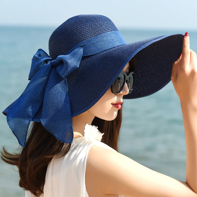 Women's Wide Brim Straw Sun Hat | Foldable Beach & Travel Hat