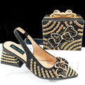 2026 New Arrival Italian-Inspired Champange Rhinestone Pointed Toe Women’s High Heels with Matching Handbag Set Elegant Wedding