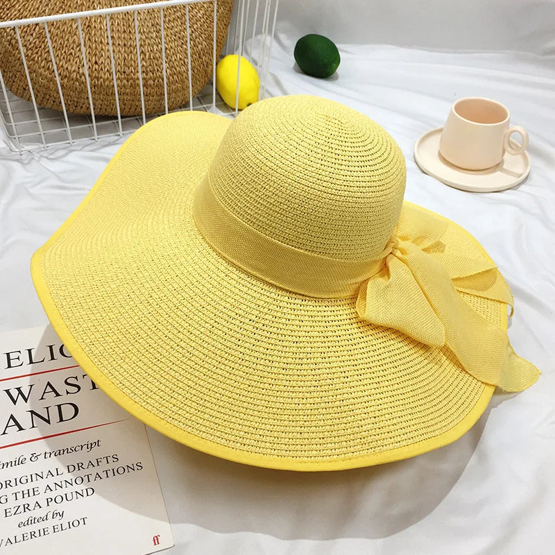 Women's Wide Brim Straw Sun Hat | Foldable Beach & Travel Hat