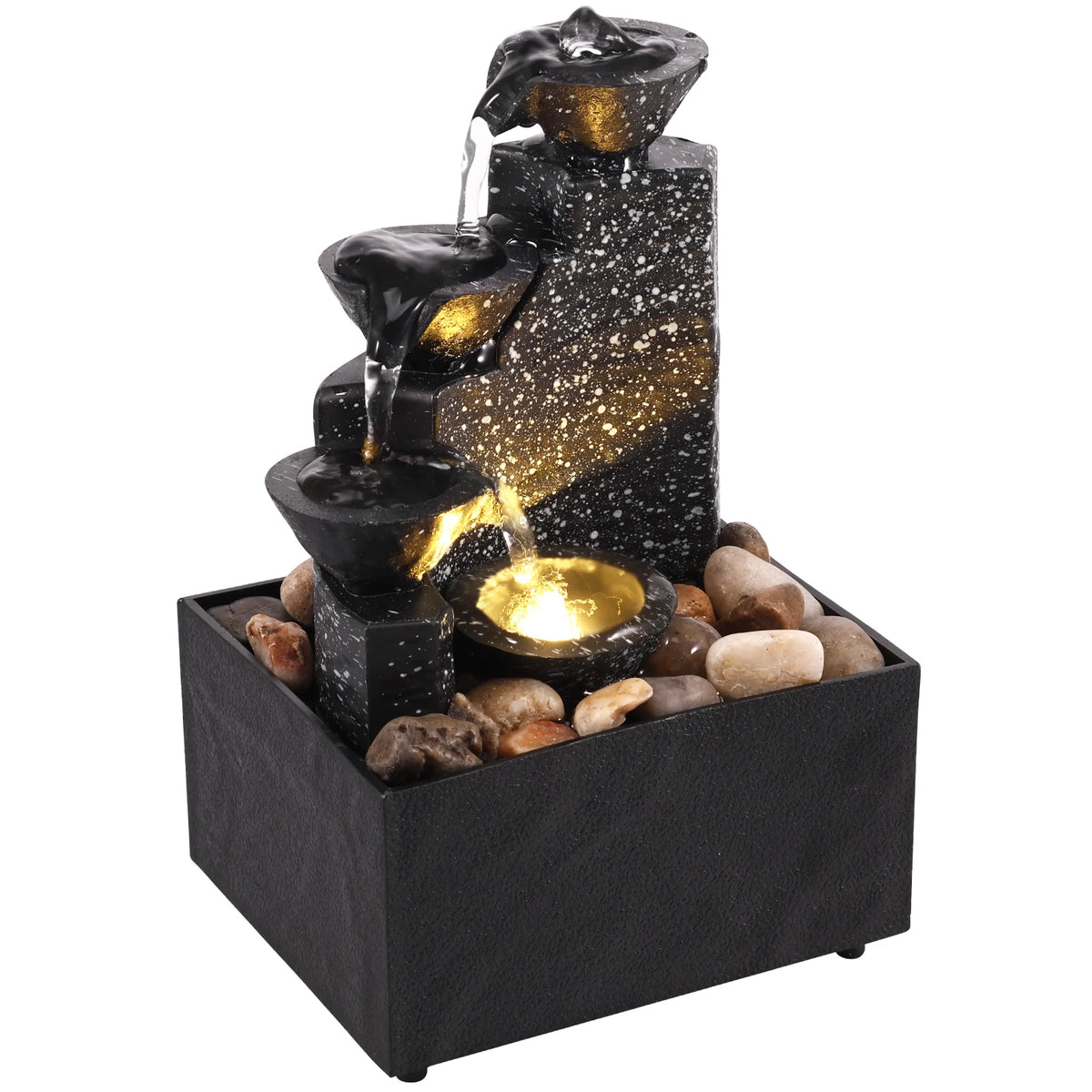 Tabletop Waterfall Fountain with Soft Lights – Desktop Relaxation Decor
