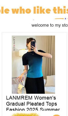 LANMREM Stand Collar Dragon Scale Pleated T-shirt High-end Versatile Slimming Short Sleeved Women's Summer Pullover Tops 2DB3044