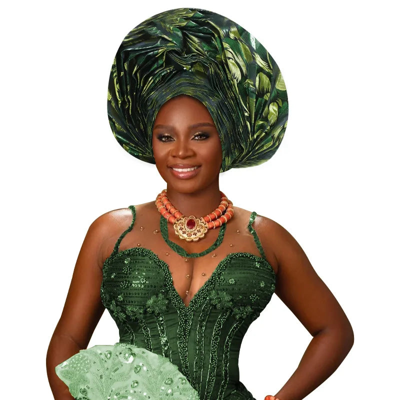 African Autogele Gele Headtie | Ready-to-Wear Women's Turban Cap for Weddings & Parties | AvantBah